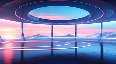 Futuristic landscape backgroundの写真素材