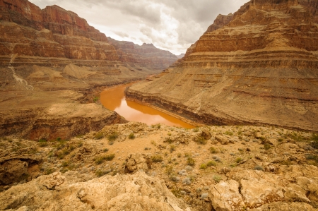 Grand Canyon Colorado river red big walls near las vegasの写真素材