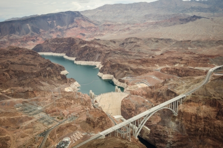 Hoover Dam taken from helicopter near las vegas 2013 daylightの写真素材