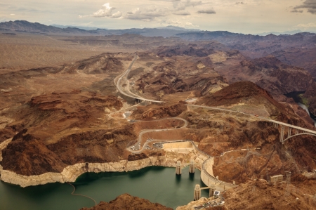 Hoover Dam taken from helicopter near las vegas 2013の写真素材
