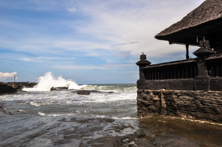 Tanah Lot Temple on Sea in Bali Island, Indonesiaの写真素材