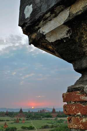 ancient temple in Bagan after sunset , Myanmar Burmaの写真素材