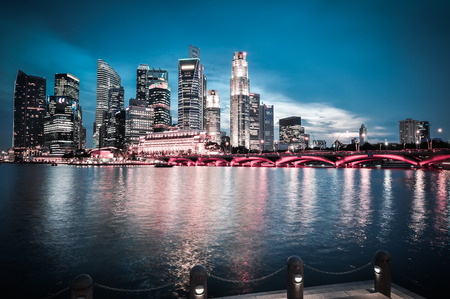 Singapore city skyline finacial districtのeditorial素材