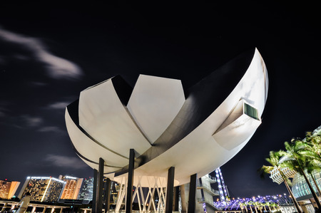 Singapore, Singapore - March 31, 2001: The Marina Bay Sands Museum on Mar 31, 2011 in Singapore. It is an integrated resort and the worlds most expensive standalone casino property at 8 S Dollar billion.のeditorial素材