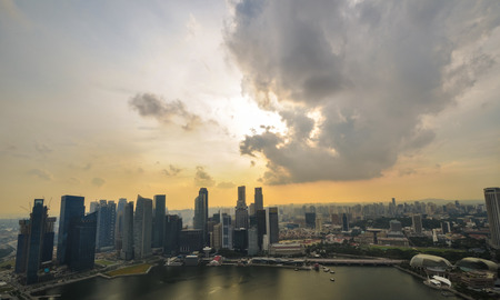 Singapore city skyline finacial districtのeditorial素材