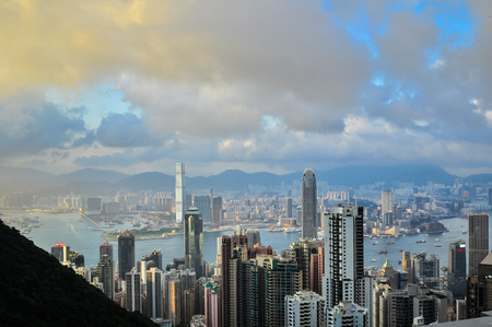 Hong Kong Island from Victoria Peak Park, Chinaのeditorial素材