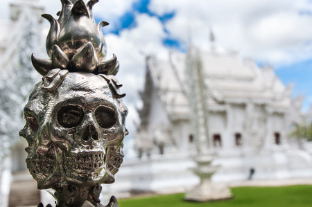 Magnificently grand white temple Rong Khun temple, Chiang Rai province, northern Thailandの写真素材