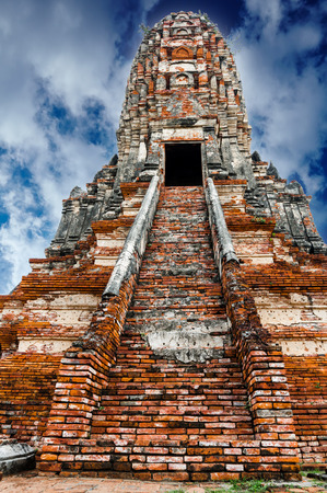 Old Temple Wat Chai watthanaram in Ancient Ayuttaya,Thailandの写真素材
