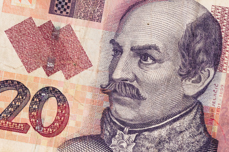 20 Kuna money notes background yuan, bath closeup, Thailandの写真素材