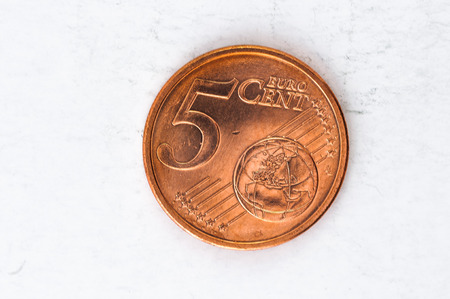 five Euro cent Coin with frontside used lookの写真素材