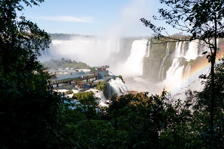 Iguacu (Iguazu) water falls on a border of Brazil and Argentinaの写真素材