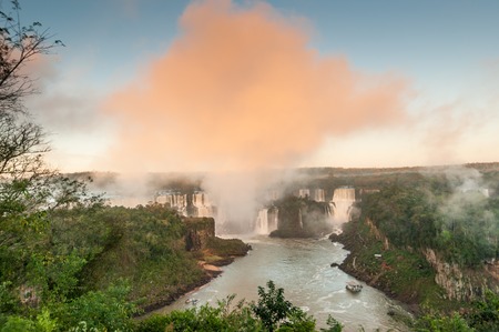 Iguacu (Iguazu) water falls on a border of Brazil and Argentinaの写真素材