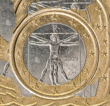 One euro coin backside on white backgroundの写真素材
