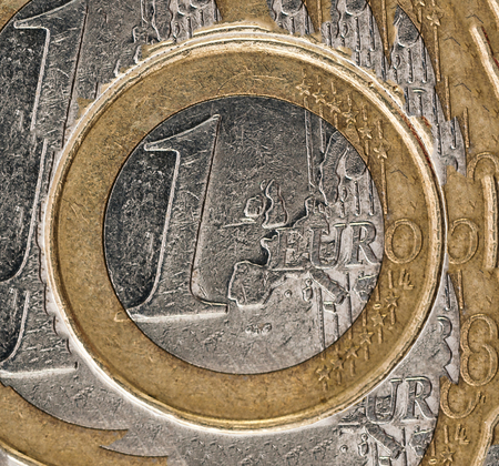 one Euro Coin frontside on white background europeの写真素材