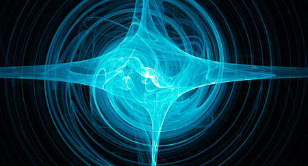blue spiral smooth on black cosmic backgroundの写真素材