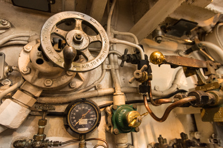 PEARL HARBOR, HAWAII - March 2, 2016 - Interior of USS Bowfin (SS-287), World War II submarine in Pearl Harbor, Hawaiiの写真素材