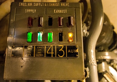 PEARL HARBOR, HAWAII - March 2, 2016 - Interior of USS Bowfin (SS-287), World War II submarine in Pearl Harbor, Hawaiiの写真素材