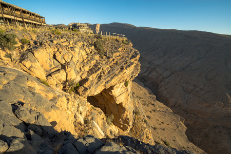 Omani Mountains at Jabal Akhdar in Al Hajar Mountains, Oman at sunset. This place is 2000 meters above sea level.のeditorial素材