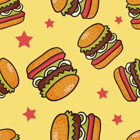 hamburger seamless backgroundのイラスト素材