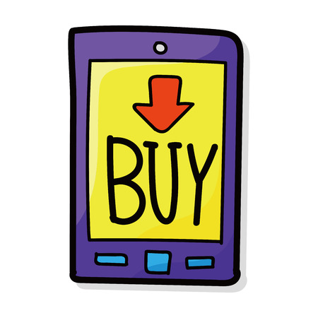 cell phone shopping doodleのイラスト素材