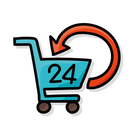 shopping cart color doodleのイラスト素材