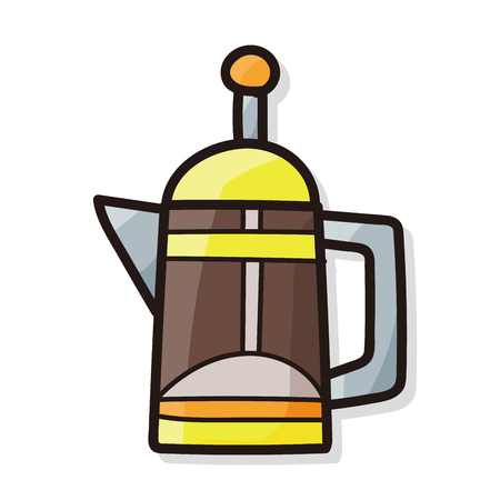 coffee kettle maker color doodleのイラスト素材