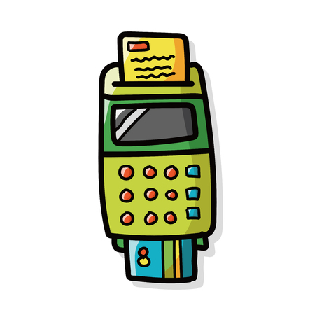 Credit card machine color doodleのイラスト素材