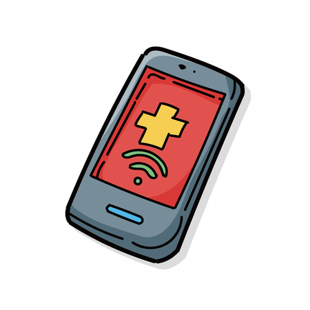 emergency call color doodleのイラスト素材