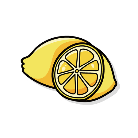 fruits lemon doodleのイラスト素材