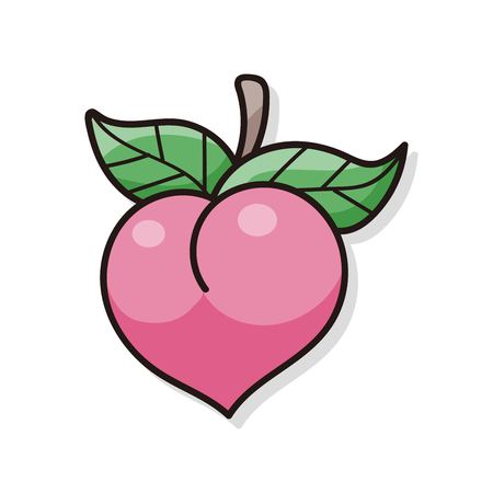 fruits peach doodleのイラスト素材