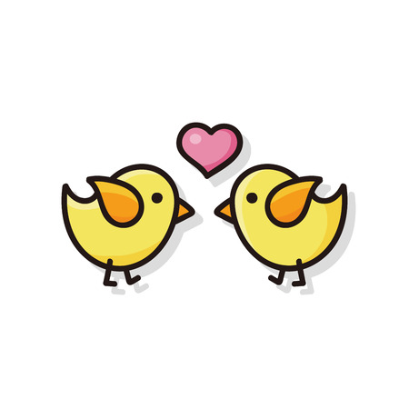 valentines bird doodleのイラスト素材