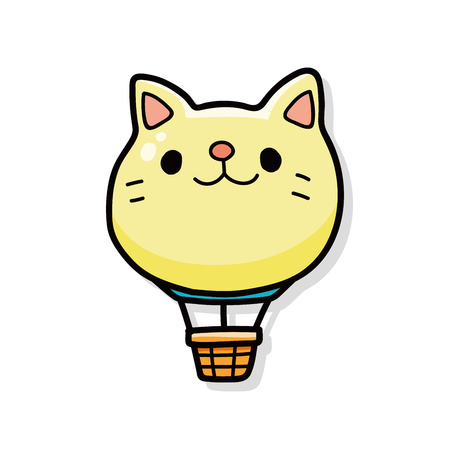 hot air balloon doodleのイラスト素材