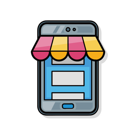 cellphone online shopping doodleのイラスト素材