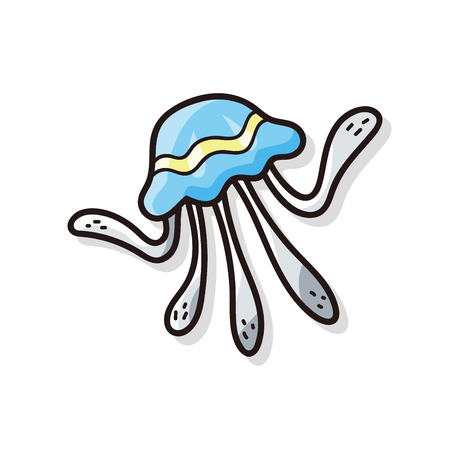 sea animal jellyfish doodleのイラスト素材