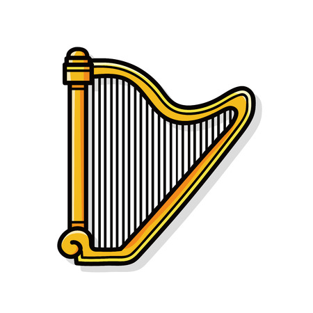 musical instrument Harp doodleのイラスト素材