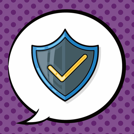 Protect badge doodle, speech bubbleのイラスト素材