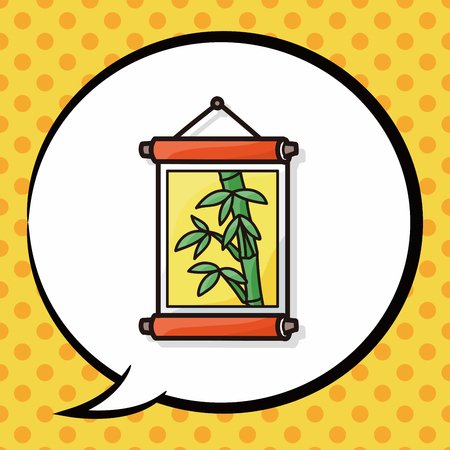 Chinese New Year decorative bamboo doodle, speech bubbleのイラスト素材