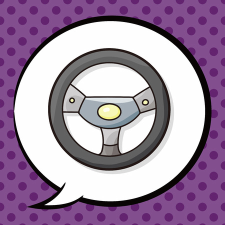 Steering wheel doodle, speech bubbleのイラスト素材