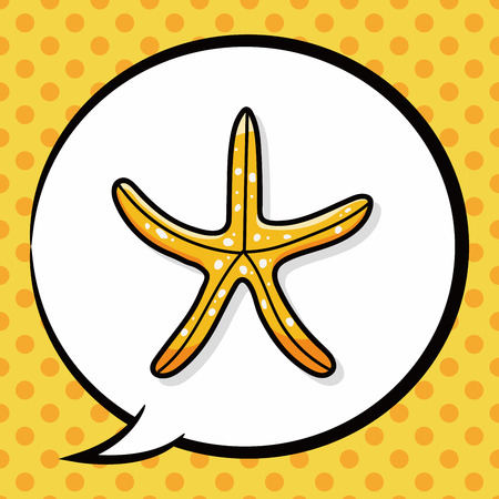 sea animal starfish doodle, speech bubbleのイラスト素材