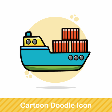 ship freight doodleのイラスト素材