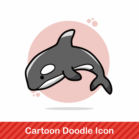 sea animal whale doodleのイラスト素材