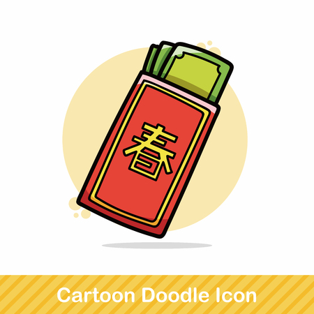 Chinese New Year red envelope doodleのイラスト素材