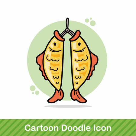 Chinese fish lucky pendant doodleのイラスト素材