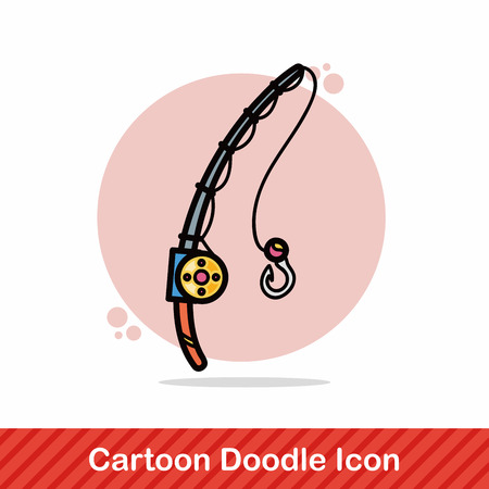 Fishing rod doodleのイラスト素材
