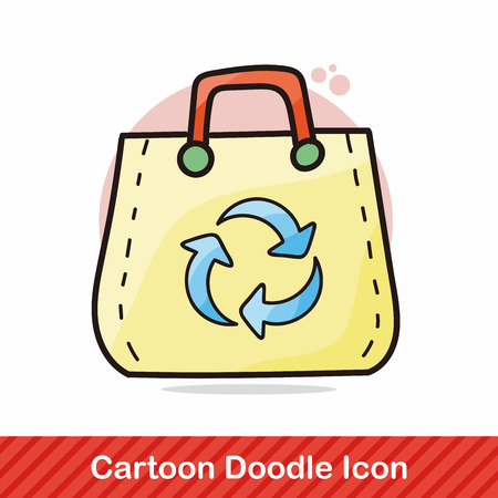 Recycled shopping bag doodleのイラスト素材