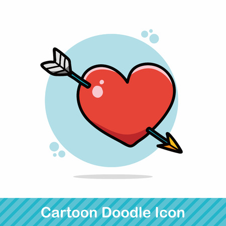 valentines heart arrow doodleのイラスト素材