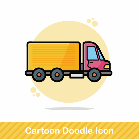 cargo truck doodleのイラスト素材