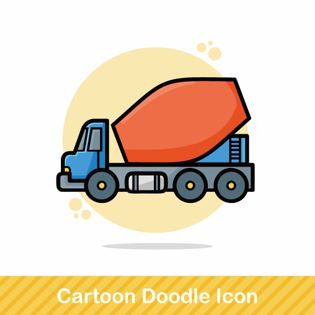 cargo truck doodleのイラスト素材