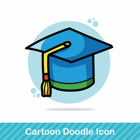 graduation cap color doodleのイラスト素材