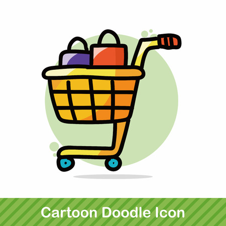 shopping cart color doodleのイラスト素材